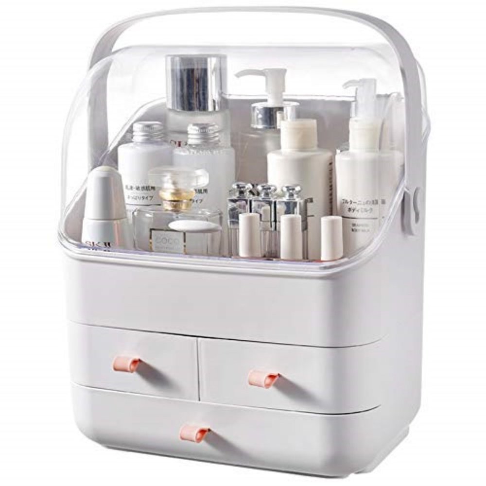 Sunficon makeup organizer cosmetic storage box with dust free cover